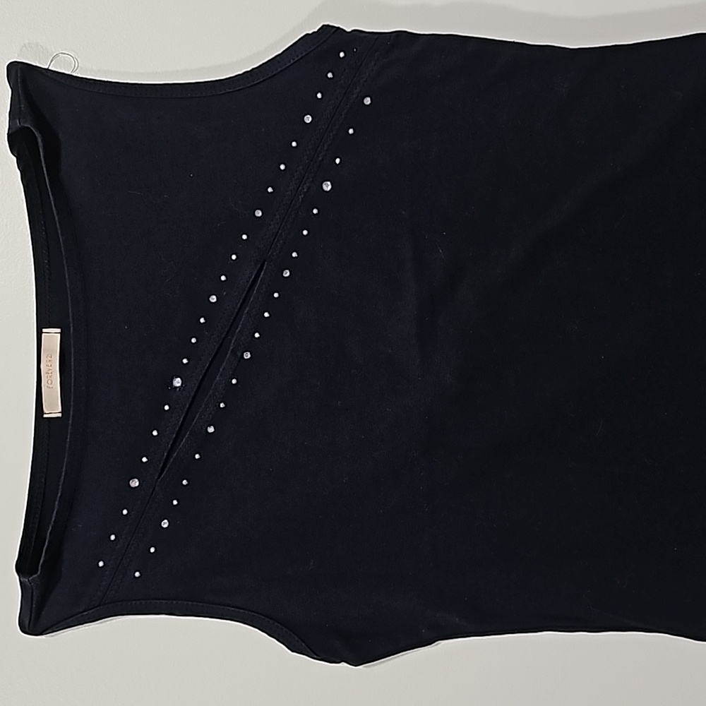 Vintage rhinestone peekaboo sleeveless tank top